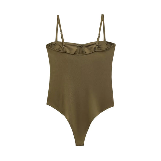 Zevity 2025 Women Sexy Spaghetti Strap Inner Style Beach Wear Bodysuits Ladies Soft Slim Swimsuit Playsuits Mujer Rompers LS9043-belleandkai.com