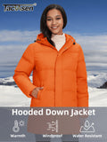 TACVASEN Winter Quilted Duck Feather Down Jackets Womens Padded Puffer Warm Hooded Long Coats Thermal Waterproof Thick Outerwear-belleandkai.com