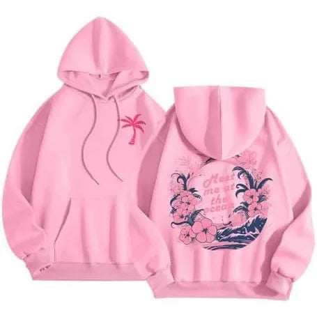 Fashionable Sporty Hoodie Casual Shoulder-Length Sleeve Printed Comfortable Polyester Women's Sweatshirt Trendy Streetwear-belleandkai.com