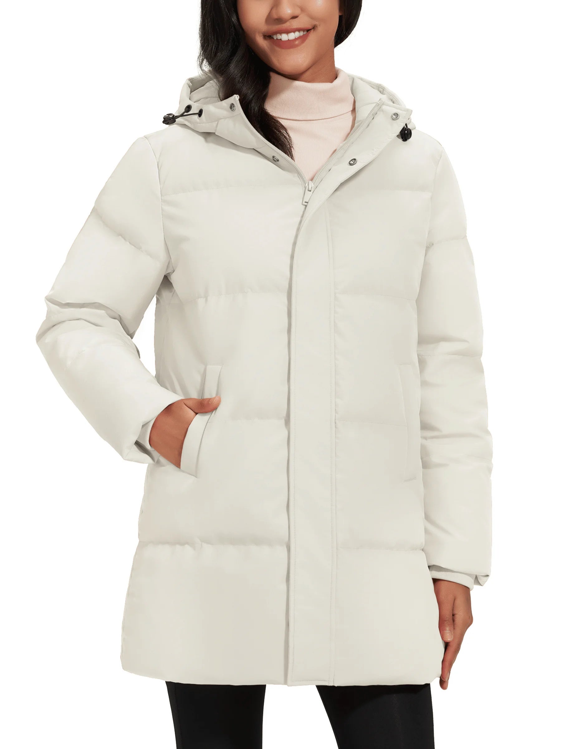 TACVASEN Winter Quilted Duck Feather Down Jackets Womens Padded Puffer Warm Hooded Long Coats Thermal Waterproof Thick Outerwear-belleandkai.com