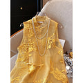 Vintage Vest Shirt New Chinese Style Embroidered Stand Collar Organza Vest Spring and Summer Temperament Women's Clothing-belleandkai.com