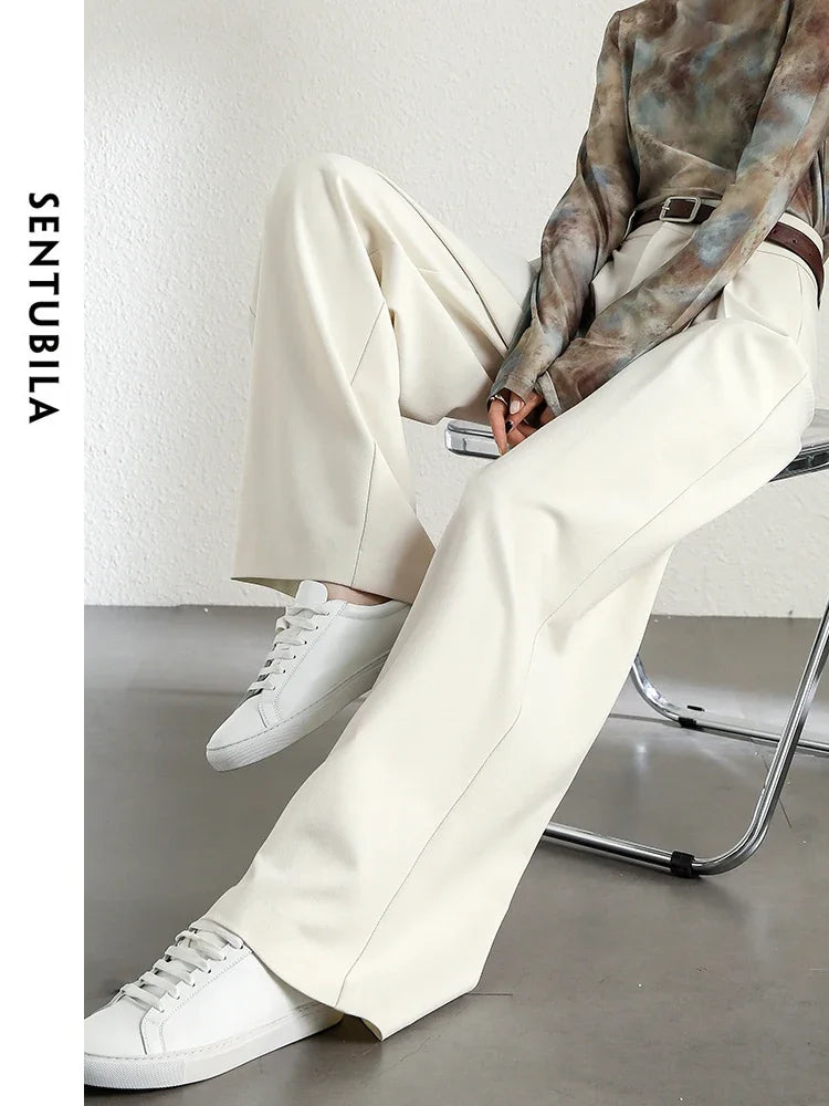 High Waist Baggy Pant Women Full Length Straight Loose Casual Trousers Spring Elegant Wide Leg Pant-belleandkai.com