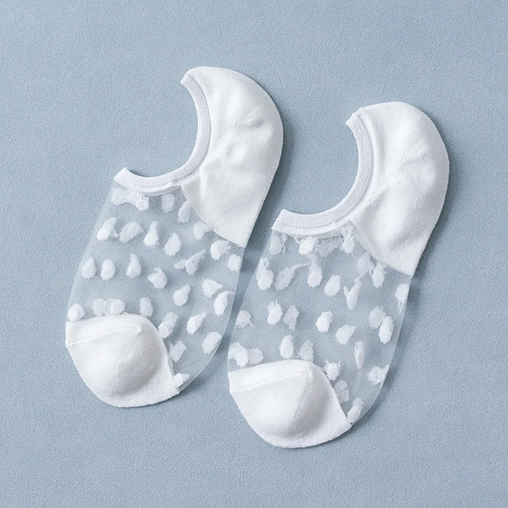5 Pairs Women Polka Dot Patterned Socks Fashionable Versatile Trendy Creative Socks Comfortable Breathable Casual Short Socks-belleandkai.com