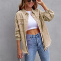 Fashion Broken Holes Solid Color Denim Jacket Ladies Comfortable Casual Loose Button Cardigan Coat Streetwear Women's Outerwear-belleandkai.com