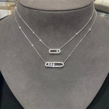 925 sterling silver classic fashionable mobile three diamond women's necklace. Holiday gifts-belleandkai.com