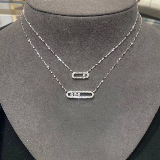925 sterling silver classic fashionable mobile three diamond women's necklace. Holiday gifts-belleandkai.com