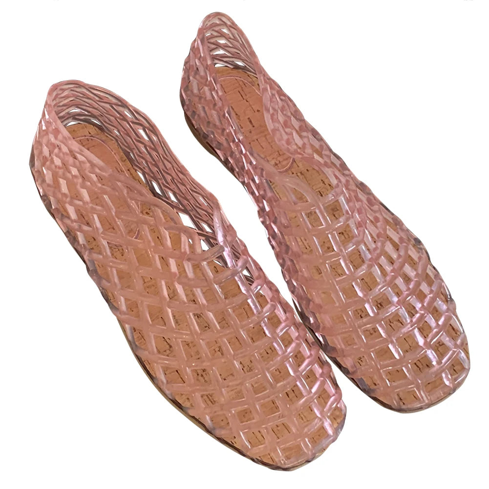 Women Jelly Flats Lightweight Breathable SlipOn Ballet Flats for Summer Beach and Outdoor Travel-belleandkai.com