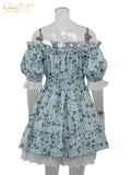 Clacive Summer Slim Print Women's Dress Fashion Slash Neck Short Sleeve Mini Dresses Elegant High Waist Patchwork Female Dress-belleandkai.com
