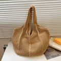 Women Crochet Tote Bag Mesh Beach Bag Large Capacity Fashion Knitted Bag Solid Color Simple Shopping Bag for Travel Vacation-belleandkai.com