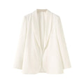 TRZA Women's Fashion Front Open Blazer Coat Long Sleeve Office Wear with Welt Pockets Chic Female Outerwear Top-belleandkai.com