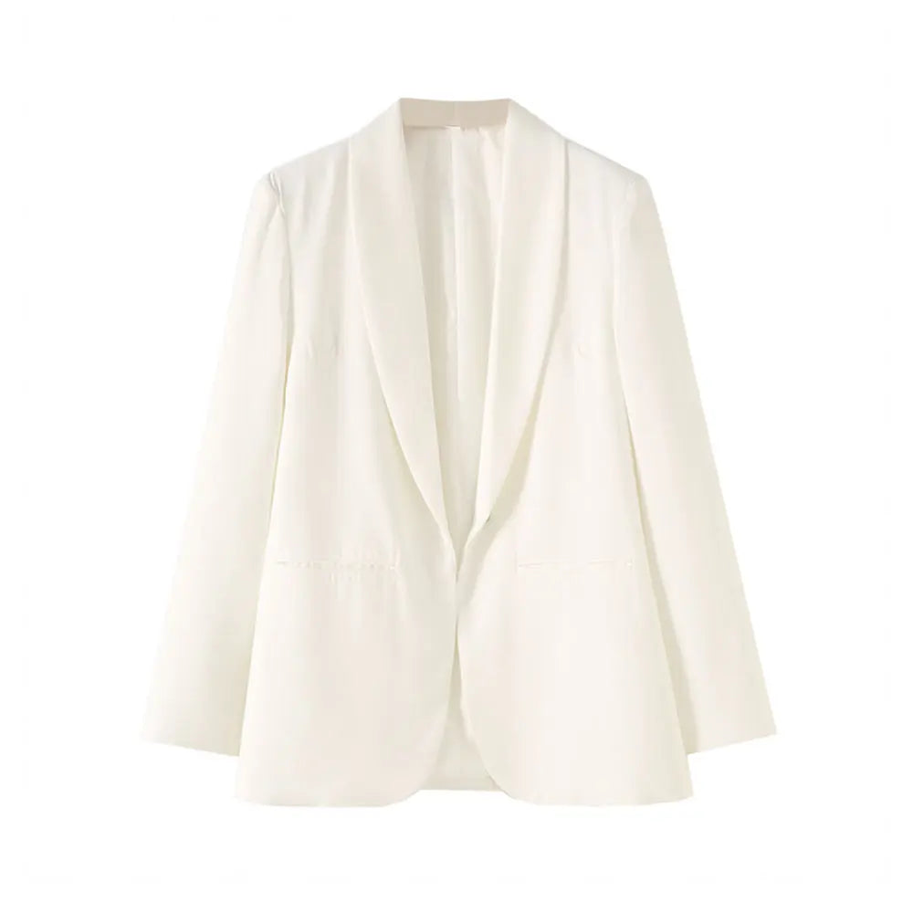 TRZA Women's Fashion Front Open Blazer Coat Long Sleeve Office Wear with Welt Pockets Chic Female Outerwear Top-belleandkai.com