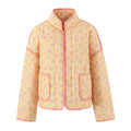 Print Quilted Cotton Jacket Women Fashion Long Sleeved High Neck Coats Female Single Breasted Loose Coat Autumn New Outerwear-belleandkai.com