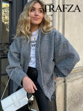 TRAFZA 2025 Women's Winter Street Jacket Solid Color Pocket Single-Breasted Jacket Women's Versatile Casual Jacket Cardigan Top-belleandkai.com