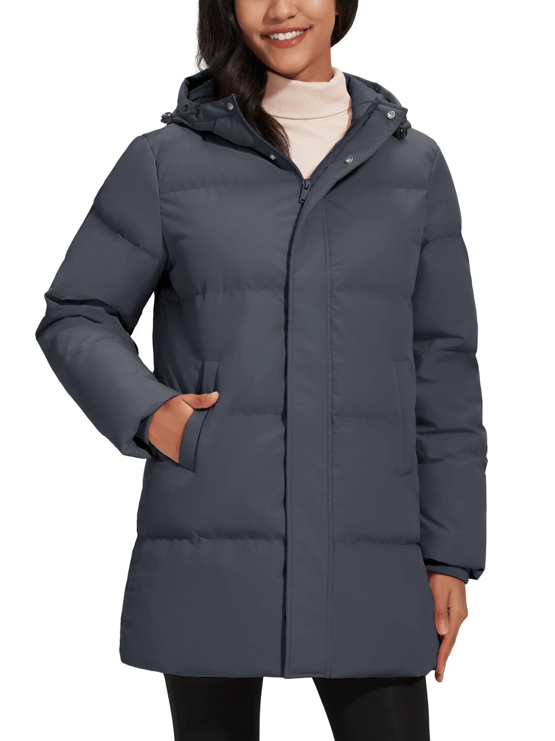 TACVASEN Winter Quilted Duck Feather Down Jackets Womens Padded Puffer Warm Hooded Long Coats Thermal Waterproof Thick Outerwear-belleandkai.com