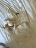 Strawberry Vest Shorts 2 Pieces Set Woman Eyelet Bow Slim Tank Top with Elastic Waist Patchwork Straight Short Pant Sweet Sets-belleandkai.com