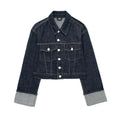 TRAFZA 2024 Autumn Female Vintage Denim Suit Long Sleeve Single Breasted Lapel Coat+High Waist Wide Leg Jeans Street Fashion Set-belleandkai.com