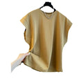 Osaka New Design SensibilityNiche Women's Short Sleeve T-Shirt Loose Fit Casual Slimming Cotton Crew Neck Leaflet Sleeve Top-belleandkai.com