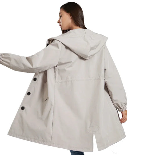 Fahsyee Raincoat Women, Rain Jacket Waterproof Raincoat Hooded Windbreaker Outdoor Long Active-belleandkai.com