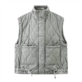 New women's versatile sleeveless stand up collar pocket decoration vest cotton vest loose shoulder jacket-belleandkai.com