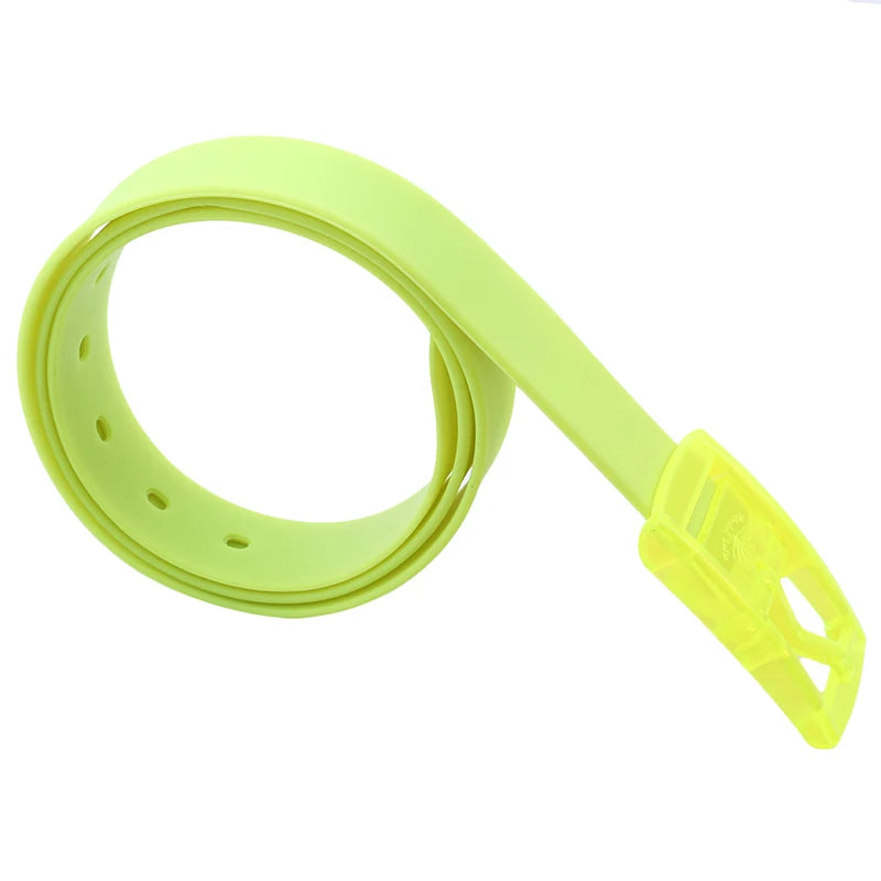New Eco-friendly Plastic Belt Unisex Silicone Rubber Belt Korean Style Smooth Buckle for Women Men Unisex Candy Colors 4 Colors-belleandkai.com