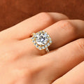 Anziw Real 2CT 8mm Round Moissanite Square Ring 925 Sterling Silver Luxury Brilliant Diamond Wedding Finger Rings Band For Women-belleandkai.com