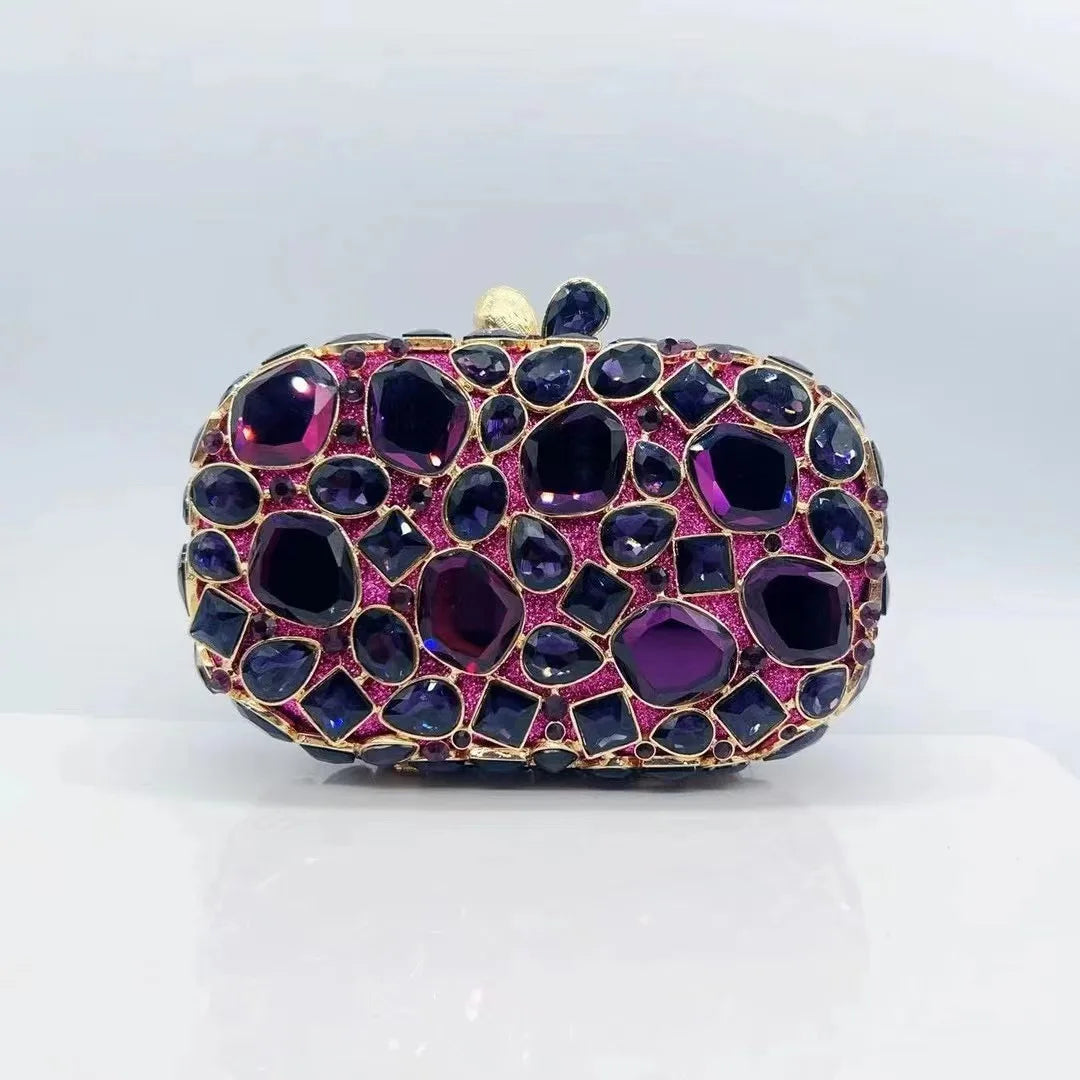 WHTUOHENLarge Silver Stones Wedding Dress Purses Women Bridal Crystal Handbags Rhinestone Party Prom Evening Clutches Minaudiere-belleandkai.com