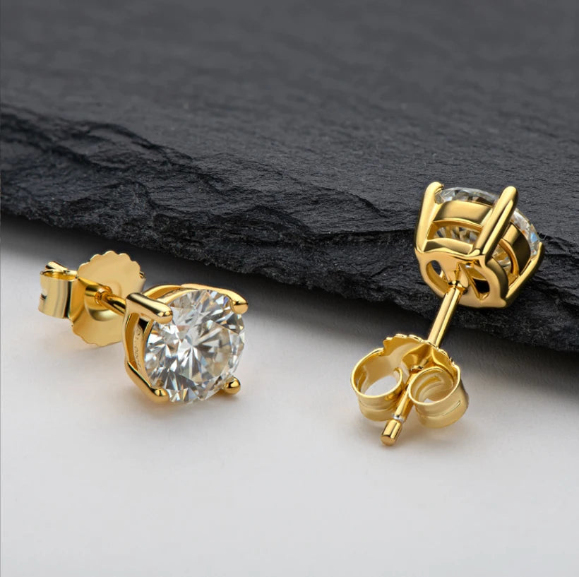 Hot Moissanite Studs 6 prong Earrings Pass Diamond tester For Men Women 18K Platinum Plated Bride Wedding Gemstone 925 Silver-belleandkai.com
