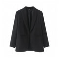 TRZA Women's Fashion Front Open Blazer Coat Long Sleeve Office Wear with Welt Pockets Chic Female Outerwear Top-belleandkai.com