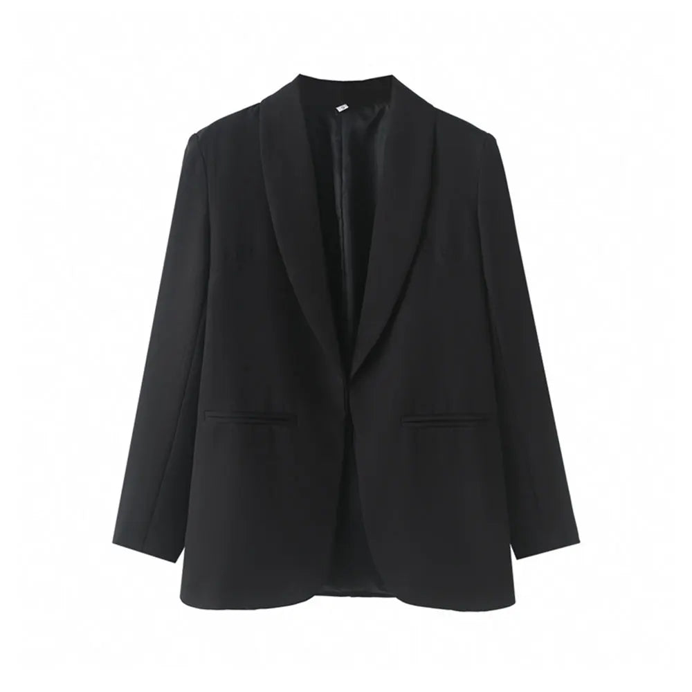TRZA Women's Fashion Front Open Blazer Coat Long Sleeve Office Wear with Welt Pockets Chic Female Outerwear Top-belleandkai.com