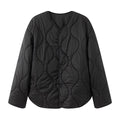 BSK&TRAF Women's 2025 Autumn and Winter New Solid Color Series Round Neck Diamond Quilted Jacket Top Thickened Coat-belleandkai.com