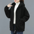 Thicken Plus Velvet Women Sweatshirts Autumn Winter Lamb Fleece Sweater Casual Hoodies Loose All-match Zipper Cardigan Jacket-belleandkai.com
