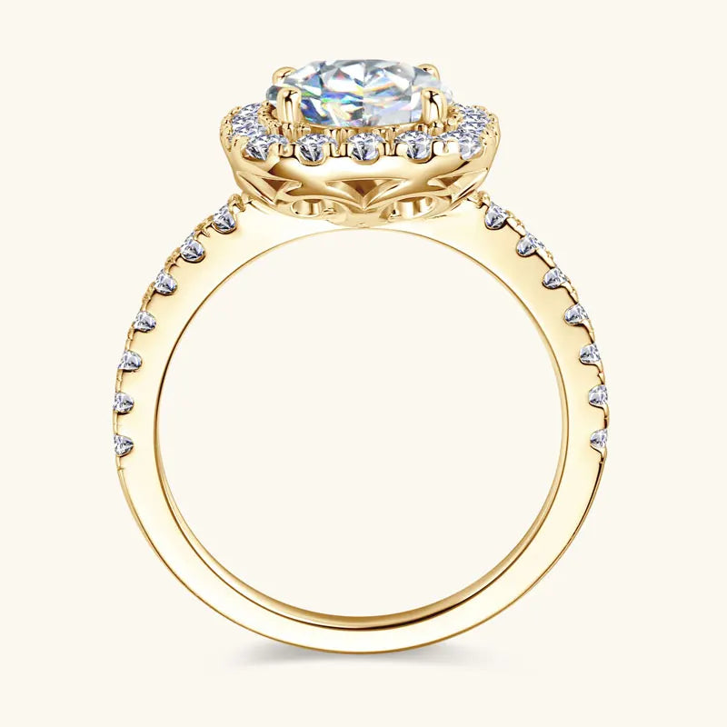 Anziw Real 2CT 8mm Round Moissanite Square Ring 925 Sterling Silver Luxury Brilliant Diamond Wedding Finger Rings Band For Women-belleandkai.com