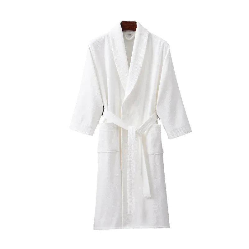 100% Cotton Terry Towel Bathrobe Robe Man And Women Kimono Dressing Gown Sleepwear Water Uptake Hotel Swimming Robe-belleandkai.com