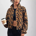 Flash Fleece Loose Cardigan Zipper Leopard Print Plush Autumn Winter New Arrival Women's Outerwear Thickened Long Sleeve Coat-belleandkai.com