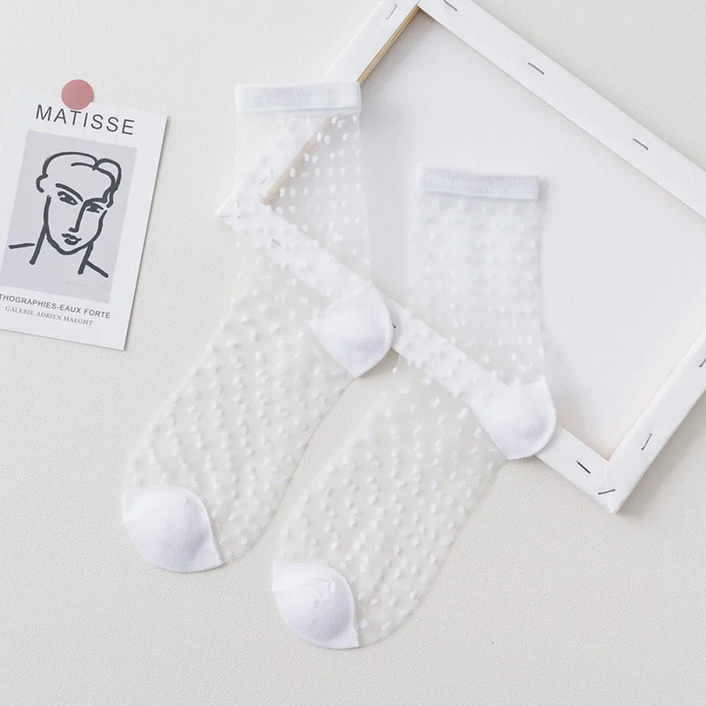 Women's Summer Socks Thin & Breathable Ankle Socks | Striped/Transparent/Plaid/Dots Pattern, Casual Socks for Women (10Pair)-belleandkai.com