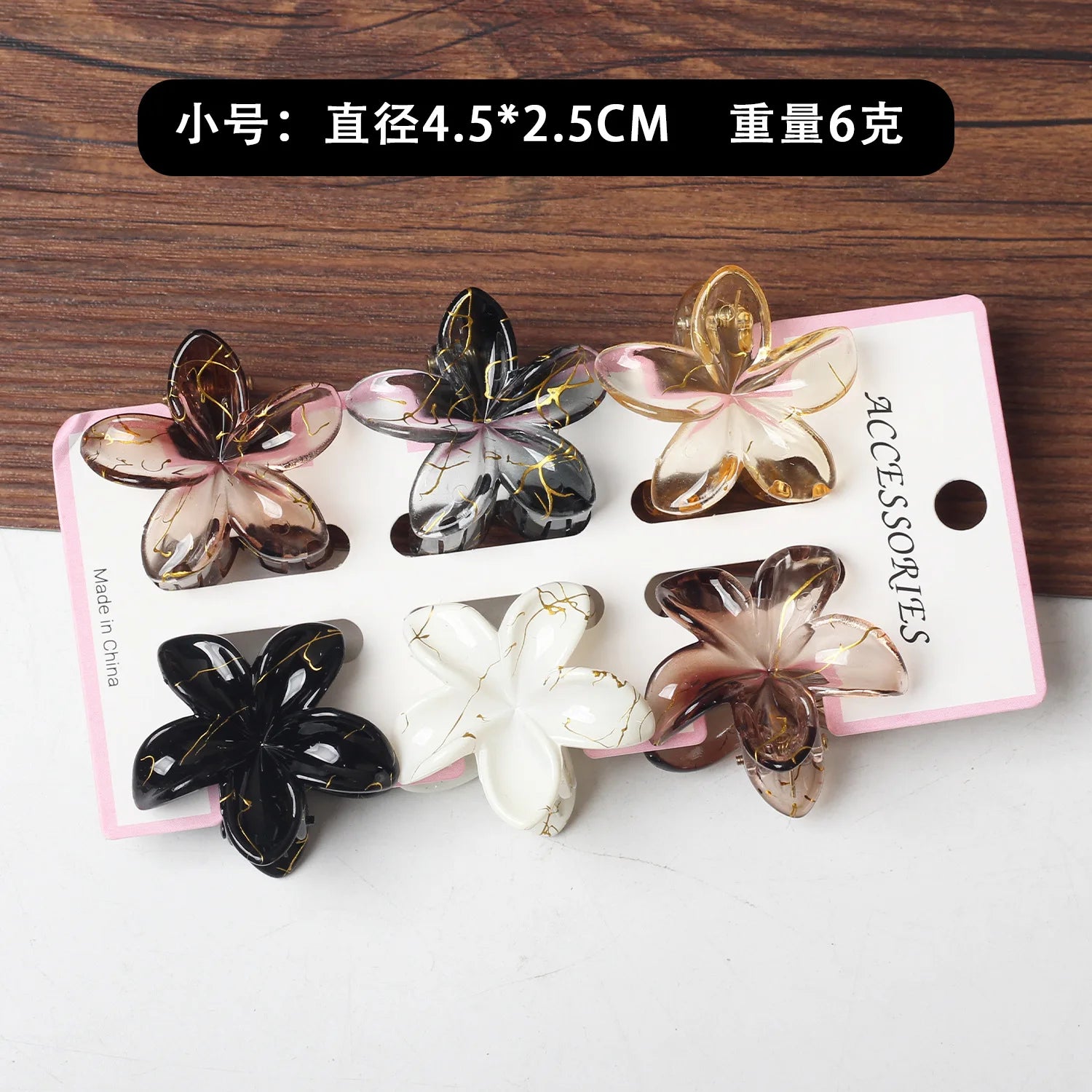 6Pcs Fashion Colorful Transparent Flower Small Hair Claw Clips clamp Hairpin Barrette for Thick Thin Hair Accessories for Women-belleandkai.com