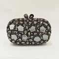 WHTUOHENLarge Silver Stones Wedding Dress Purses Women Bridal Crystal Handbags Rhinestone Party Prom Evening Clutches Minaudiere-belleandkai.com