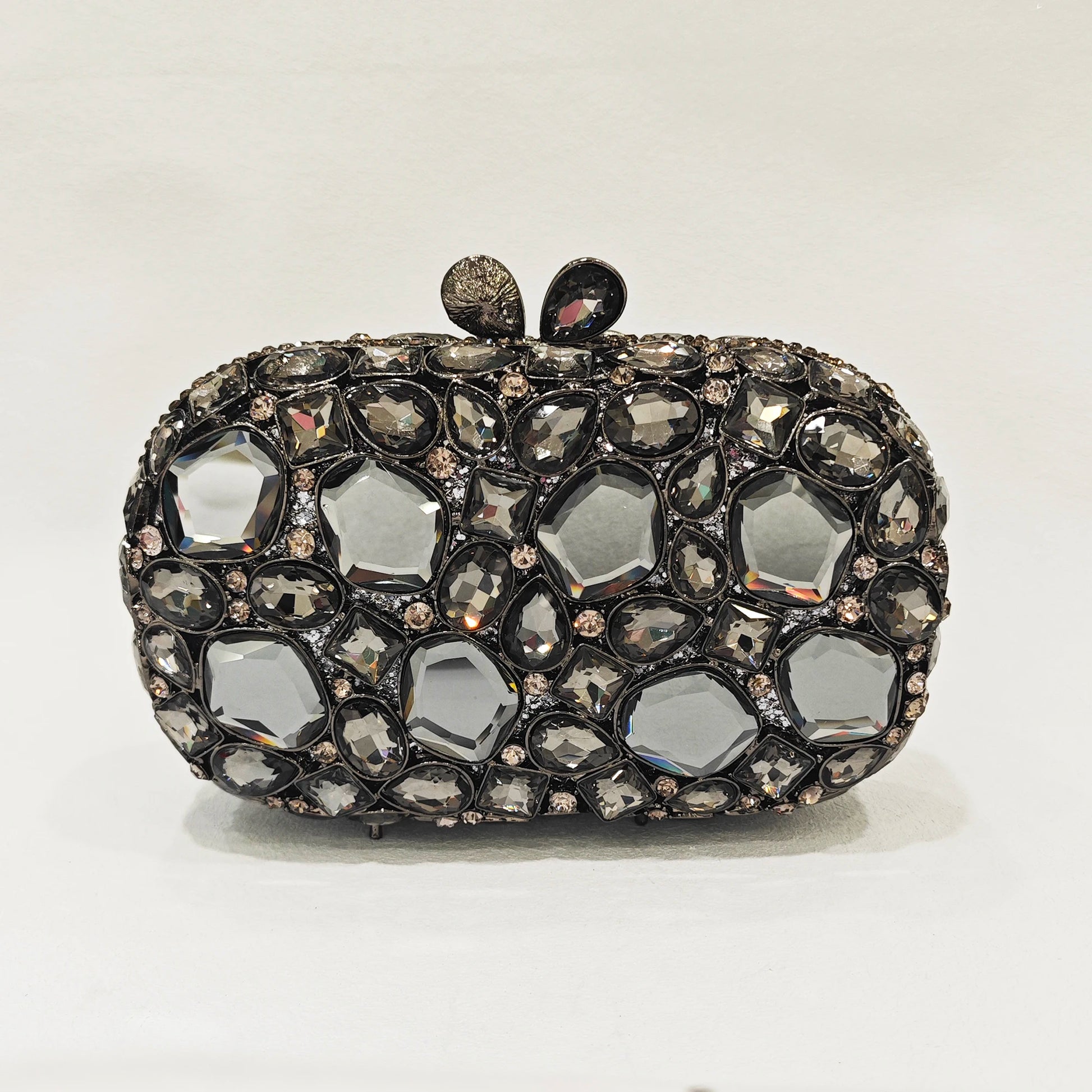 WHTUOHENLarge Silver Stones Wedding Dress Purses Women Bridal Crystal Handbags Rhinestone Party Prom Evening Clutches Minaudiere-belleandkai.com