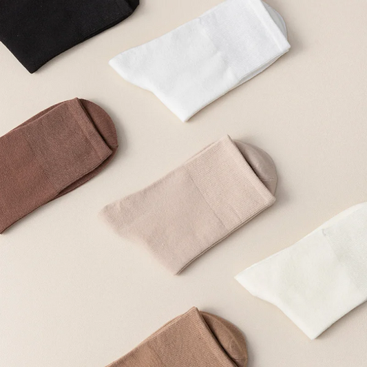 1/5 Pairs Cotton Socks Women Seamless Soft Crew Socks Medium Tube Long Loose Casual Solid Color Anti-Pilling Breathable-belleandkai.com