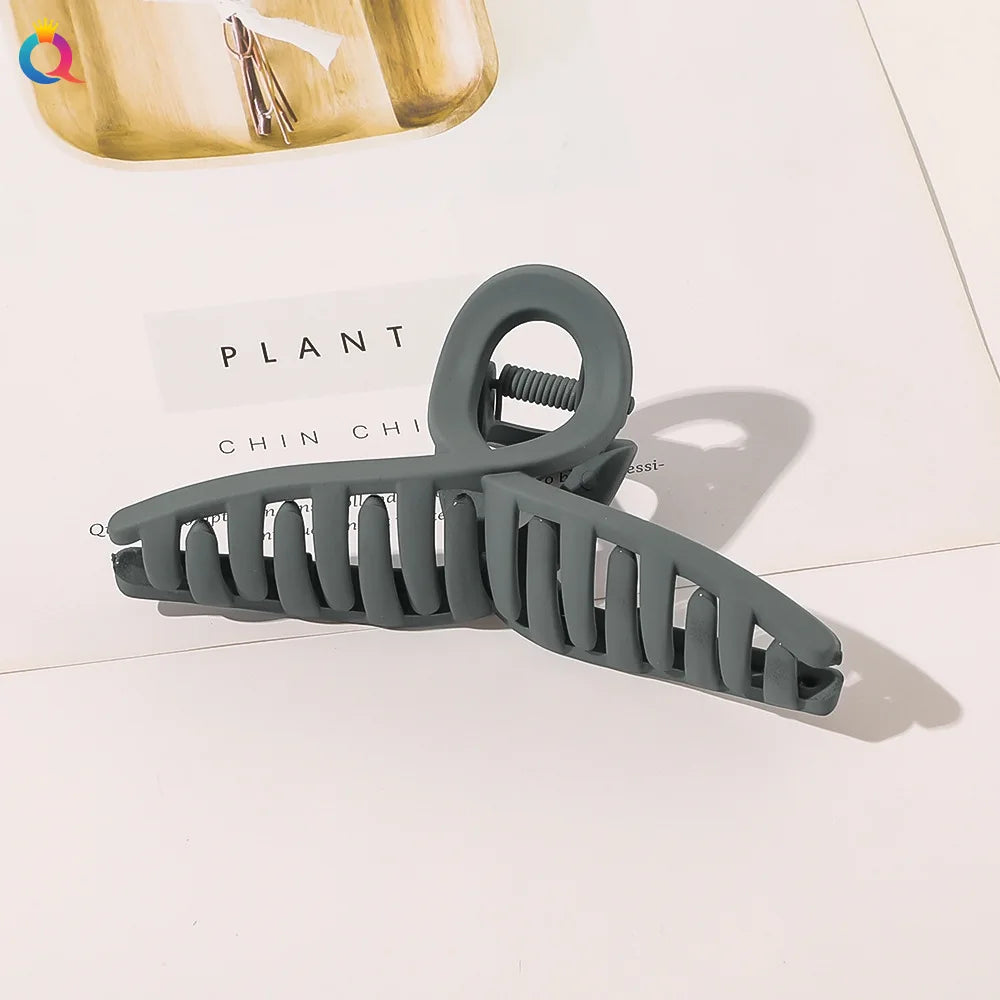 Simple Frosted Shark Hair Claws Candy Color No Slip Large Square Cross Shaped Jaw Clip For Women Girls Thin Thick Long Hair-belleandkai.com