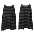 New Streetwear Top Punk Gothic Long Unisex Sweater Summer Women Striped Cool Hollow Out Hole Broken Jumper Loose Rock Thin Dark-belleandkai.com