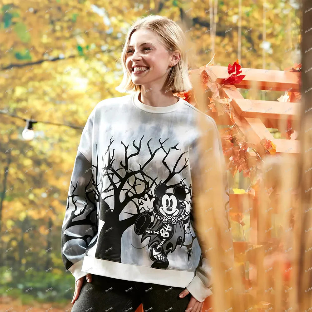 Mickey Mouse Halloween Pullover Sweatshirt For Women Adults Pumpkin Ghost Girls Women Top Clothes Hoodie Christmas Gift Hot New-belleandkai.com