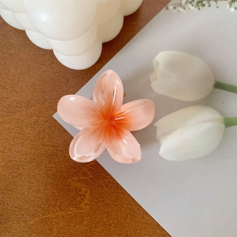 6Pcs Hawaiian Gradient Hair Clips Flower Hair Claws Women Hair Accessories Small Size Fashion Headwear Hairpin Crab Barrette-belleandkai.com