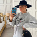 2025 Women Tracksuit Jogging Autumn Hooded Drawstring Short Sweatshirt Suit Daily Simplicity Casual Sportswear Printing Clothing-belleandkai.com