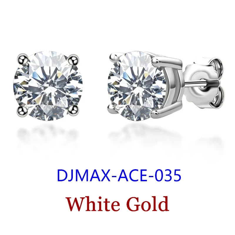 DJMAX 0.5-2ct Moissanite Diamond Stud Earrings for Women Original 925 Sterling Silver Lady's Moissanite Earring New 2025-belleandkai.com