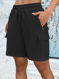 1/2 PCS  Loose Women Shorts with 2 Flap Pockets Adjustable Drawstring Cargo Short Outdoor Quick Dry Lightweight Shorts-belleandkai.com