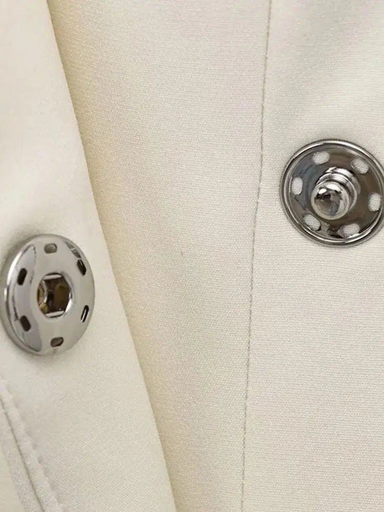 TRZA Women's Chic V-Neck Blazer Coat with Belt Long Sleeve Snap-Button Fashion Outerwear Top-belleandkai.com