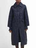 Cotton padded women's loose collar warm single breasted solid color comfortable ultra simple diamond grid long coat jacket-belleandkai.com