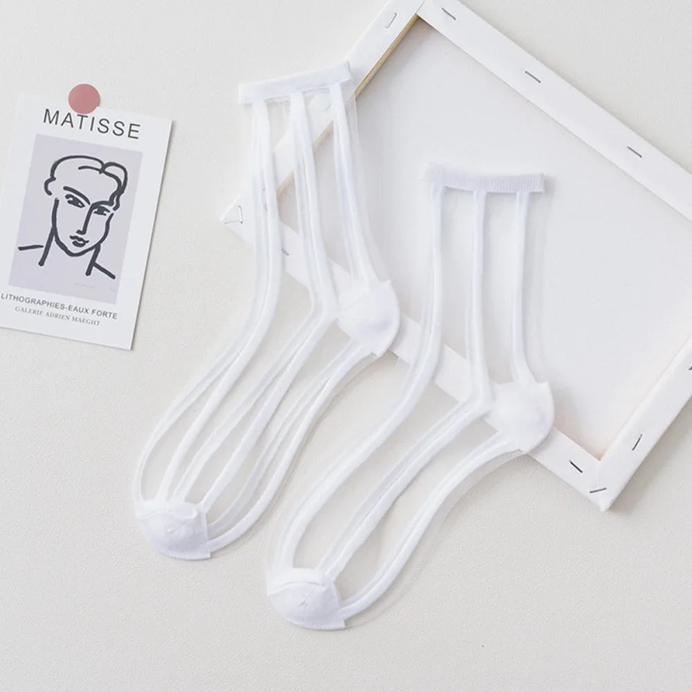 Women's Summer Socks Thin & Breathable Ankle Socks | Striped/Transparent/Plaid/Dots Pattern, Casual Socks for Women (10Pair)-belleandkai.com