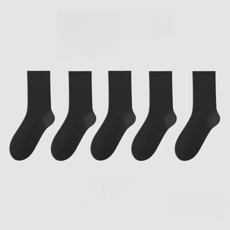 1/5 Pairs Cotton Socks Women Seamless Soft Crew Socks Medium Tube Long Loose Casual Solid Color Anti-Pilling Breathable-belleandkai.com